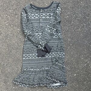 Polo Geometric Patterned Long Sleeve Dress
